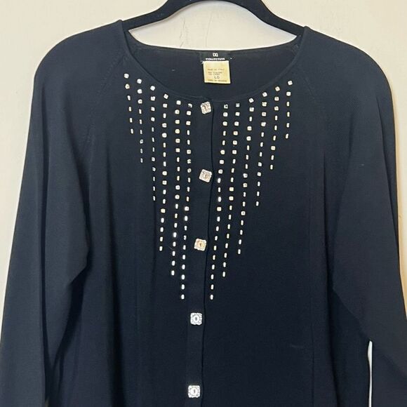 Vintage Italian D & D Collection Jeweled Cardigan Sweater, Black Size Large - Picture 4 of 8